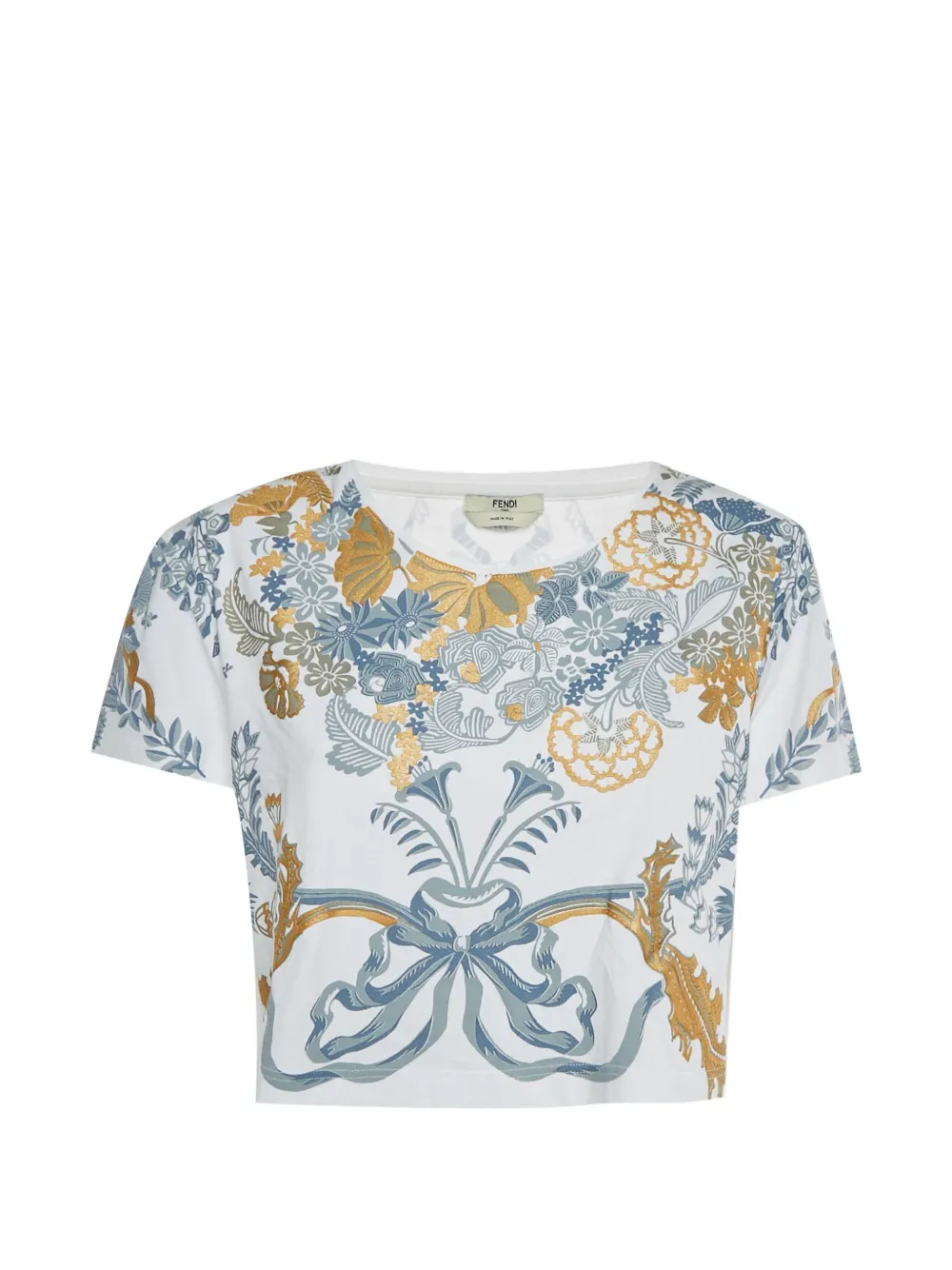 Fendi Pre-Owned Top crop con applicazione a fiori - Bianco