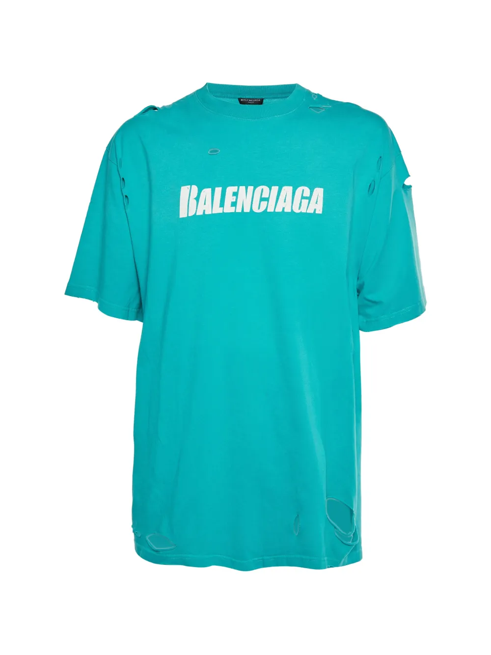 Balenciaga Pre-Owned distressed-finish T-shirt - Blu