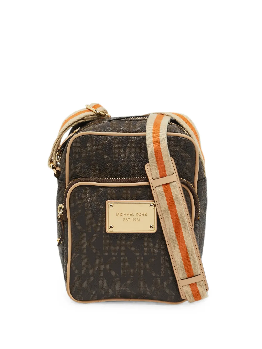 Michael Kors Vintage monogram-print leather-trim cross body bag - Marrone