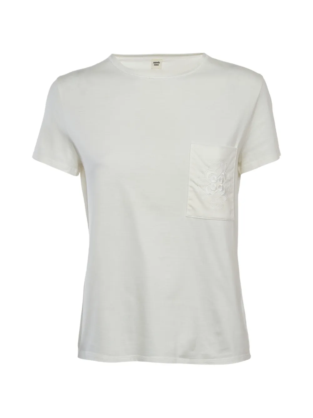 Hermès Pre-Owned T-shirt ricamata con tasca - Bianco