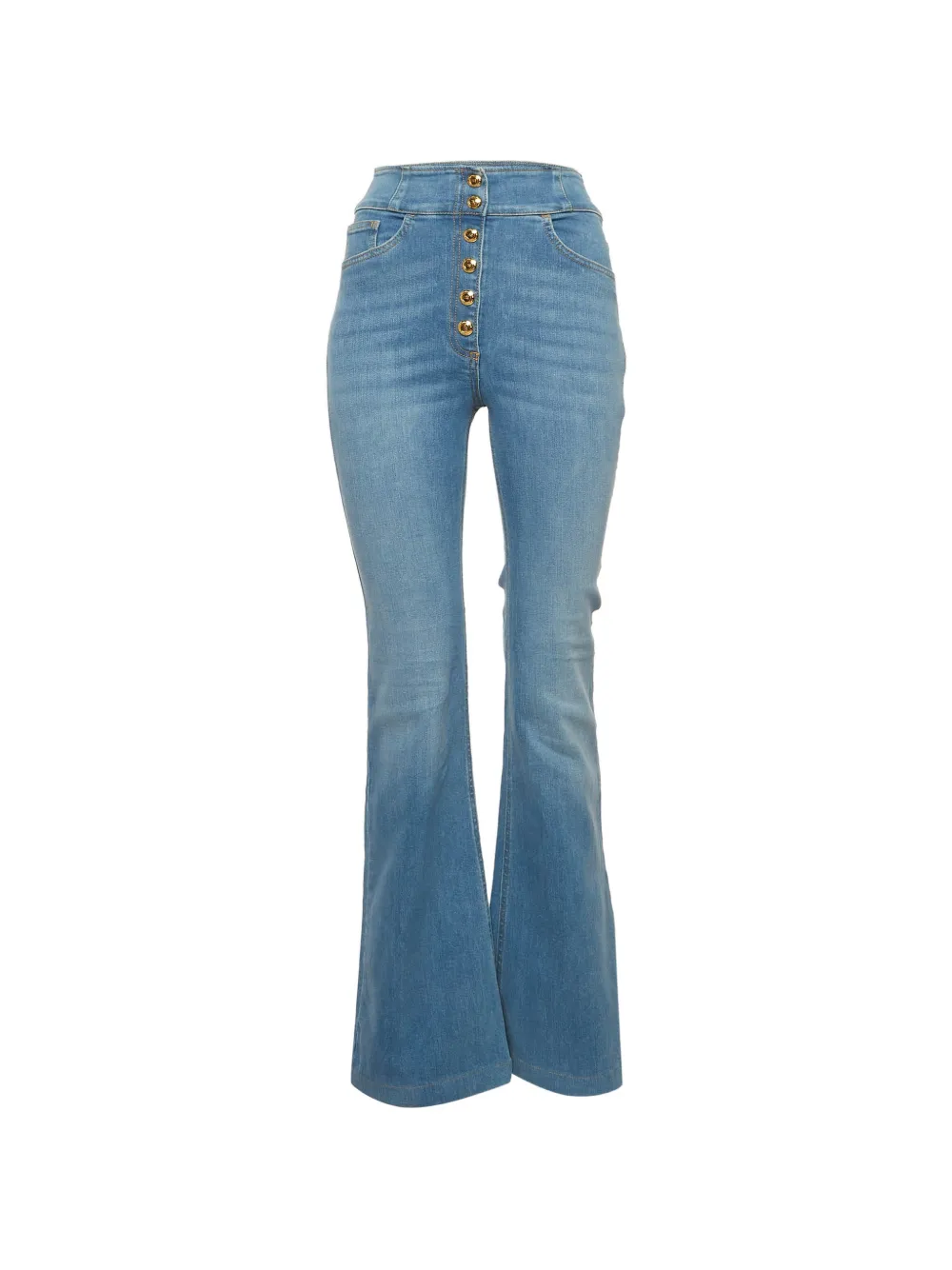 Pre-owned Elisabetta Franchi Buttoned Flared-leg Jeans In Blue