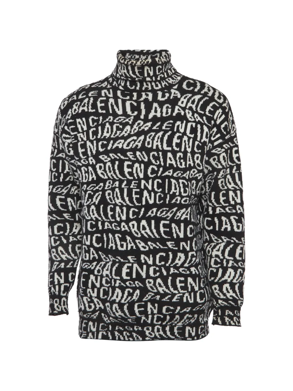 Balenciaga Pre-Owned logo wave turtleneck sweater - Nero