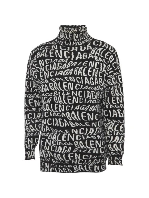 Balenciaga Pre-Owned logo wave turtleneck sweater