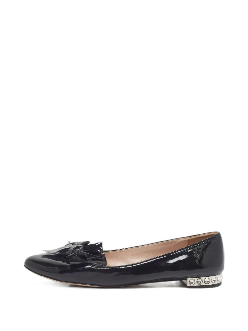 Miu Miu Pre-Owned bow-detail crystal-embellished ballet flats - Schwarz