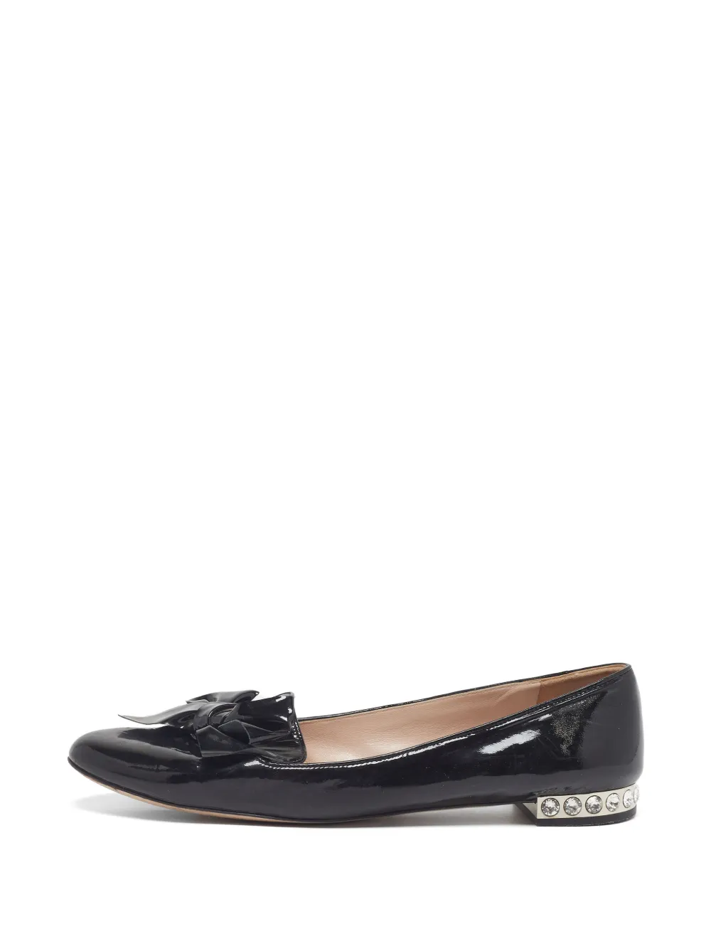 Miu Miu Pre-Owned bow-detail crystal-embellished ballet flats - Nero