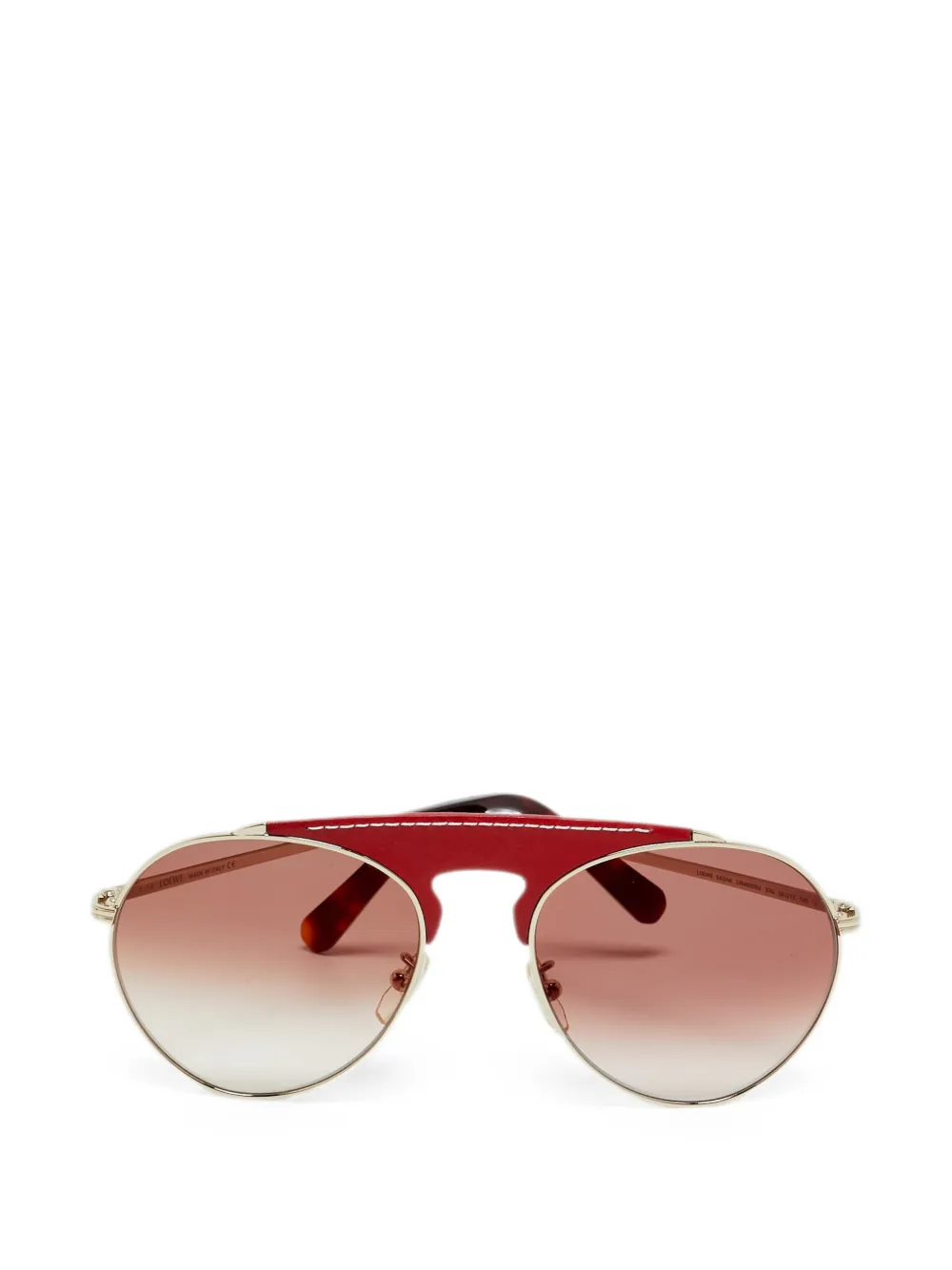 Loewe Pre-Owned leather-trim pilot-frame sunglasses - Gold