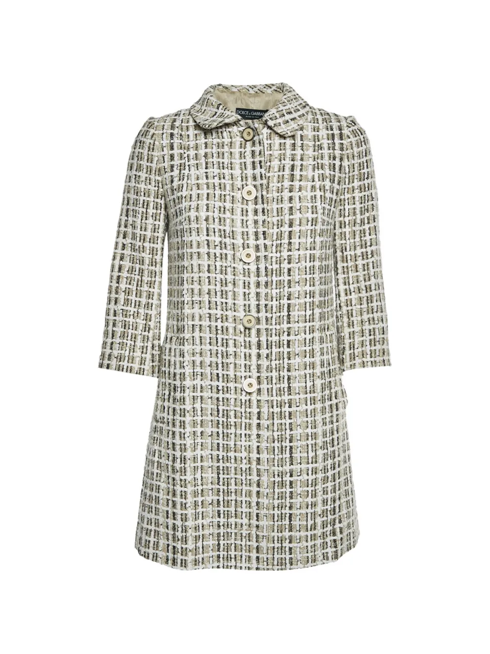 Dolce & Gabbana Pre-Owned plaid-pattern coat - Bianco