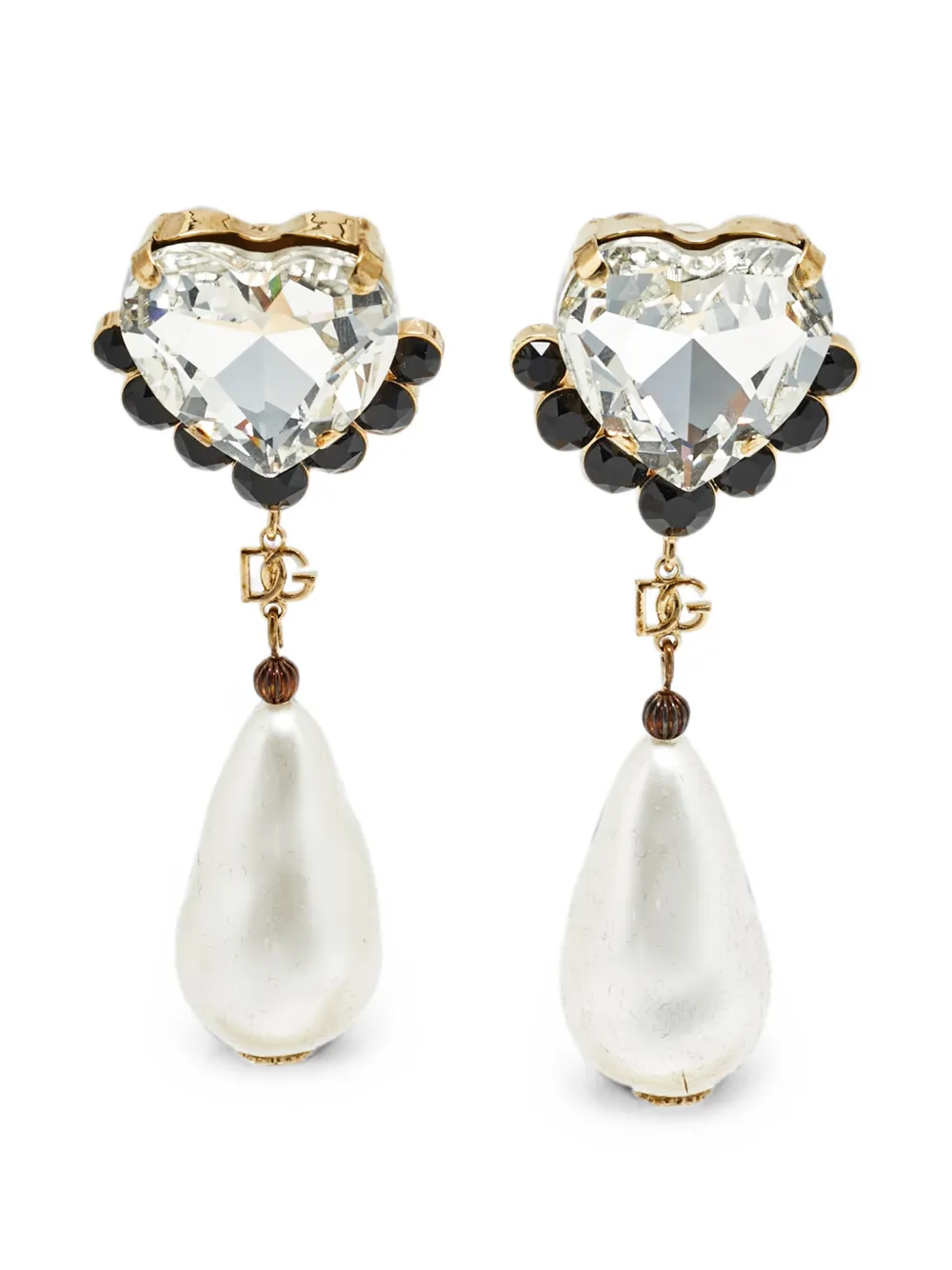 Dolce & Gabbana Pre-Owned crystal faux-pearl earrings - Oro