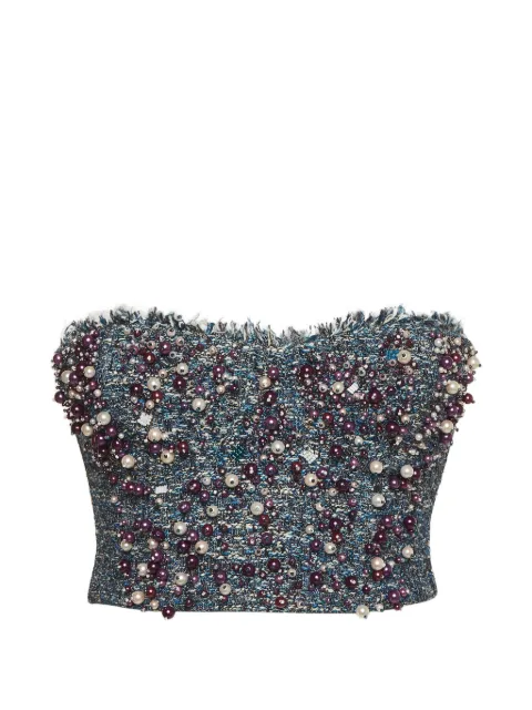 Elisabetta Franchi embroidered tweed bustier top