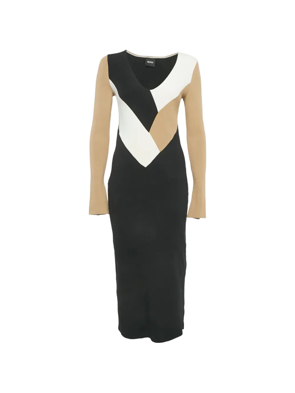 BOSS Florency rib-knit long-sleeve maxi dress - Nero