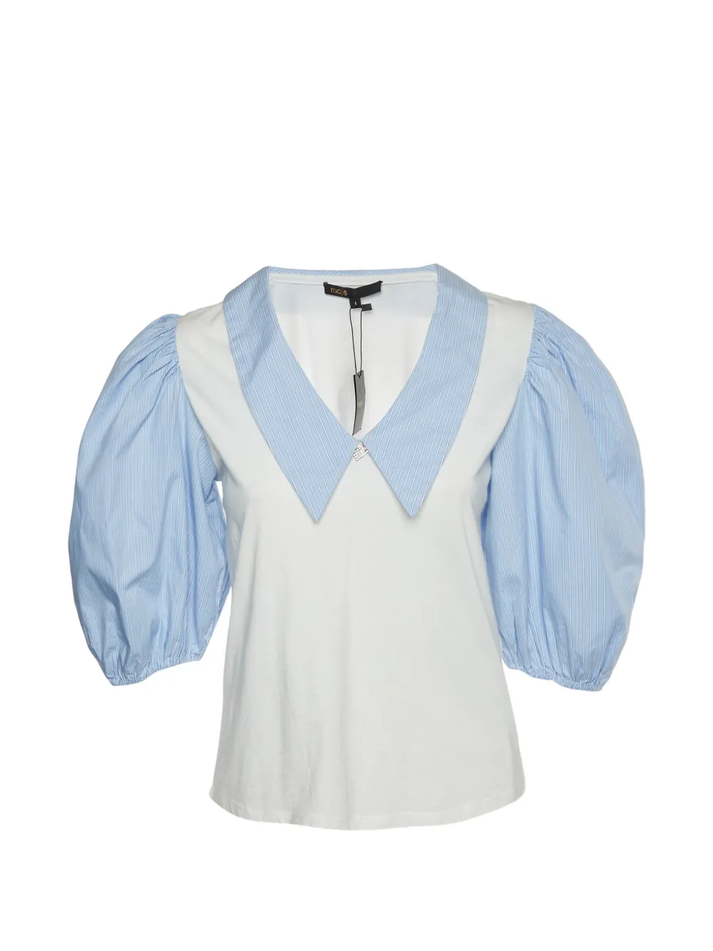 Maje stripe puff-sleeve top - Weiß