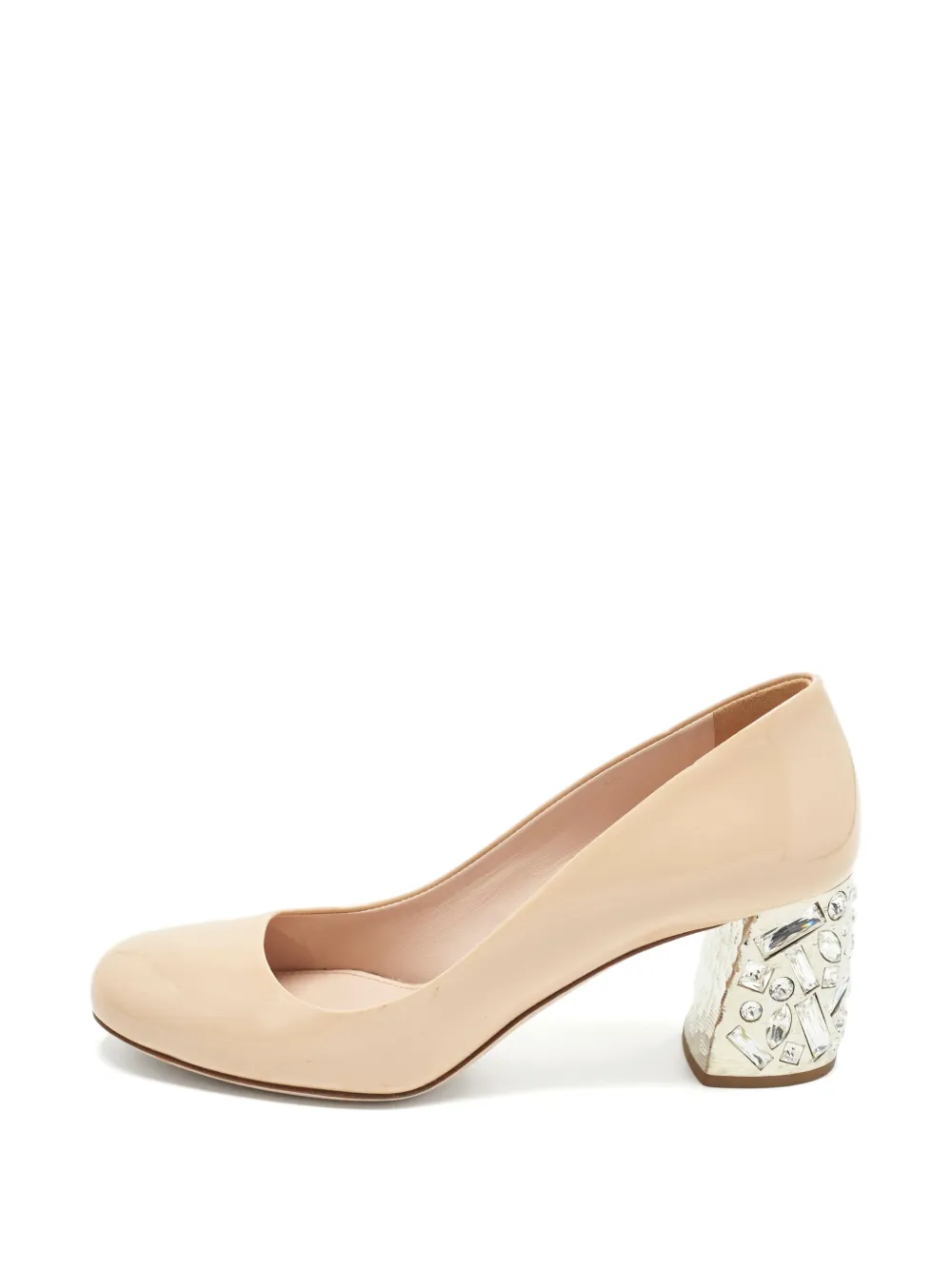 Miu Miu Pre-Owned crystal-embellished block-heel pumps - Toni neutri
