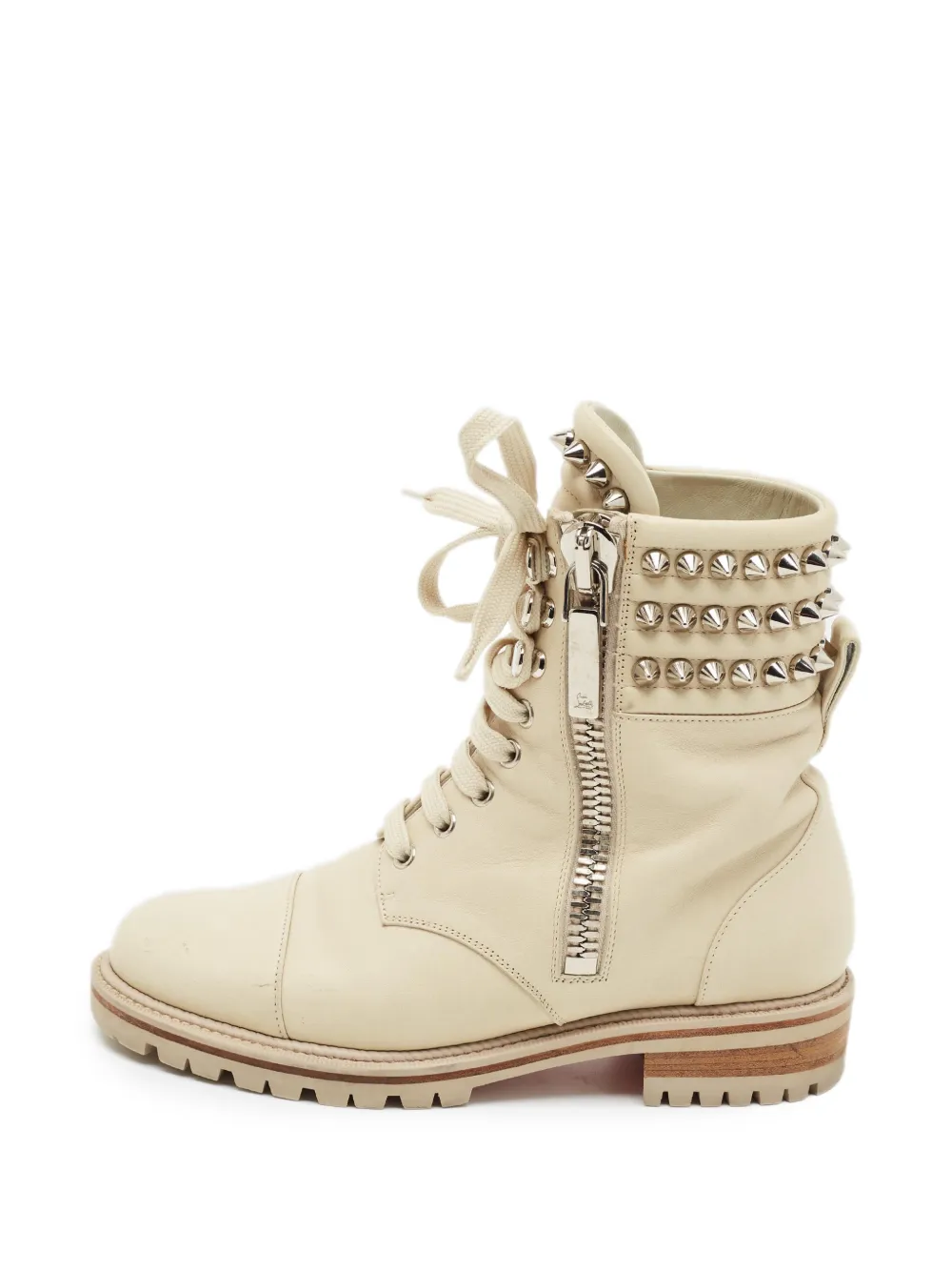 Christian Louboutin Pre-Owned Spike Bikerstiefel - Nude