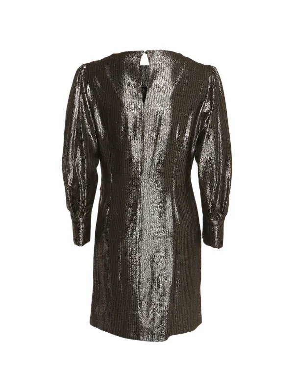maje leather mini dress Striped Metallic | Silver wedding guest attire