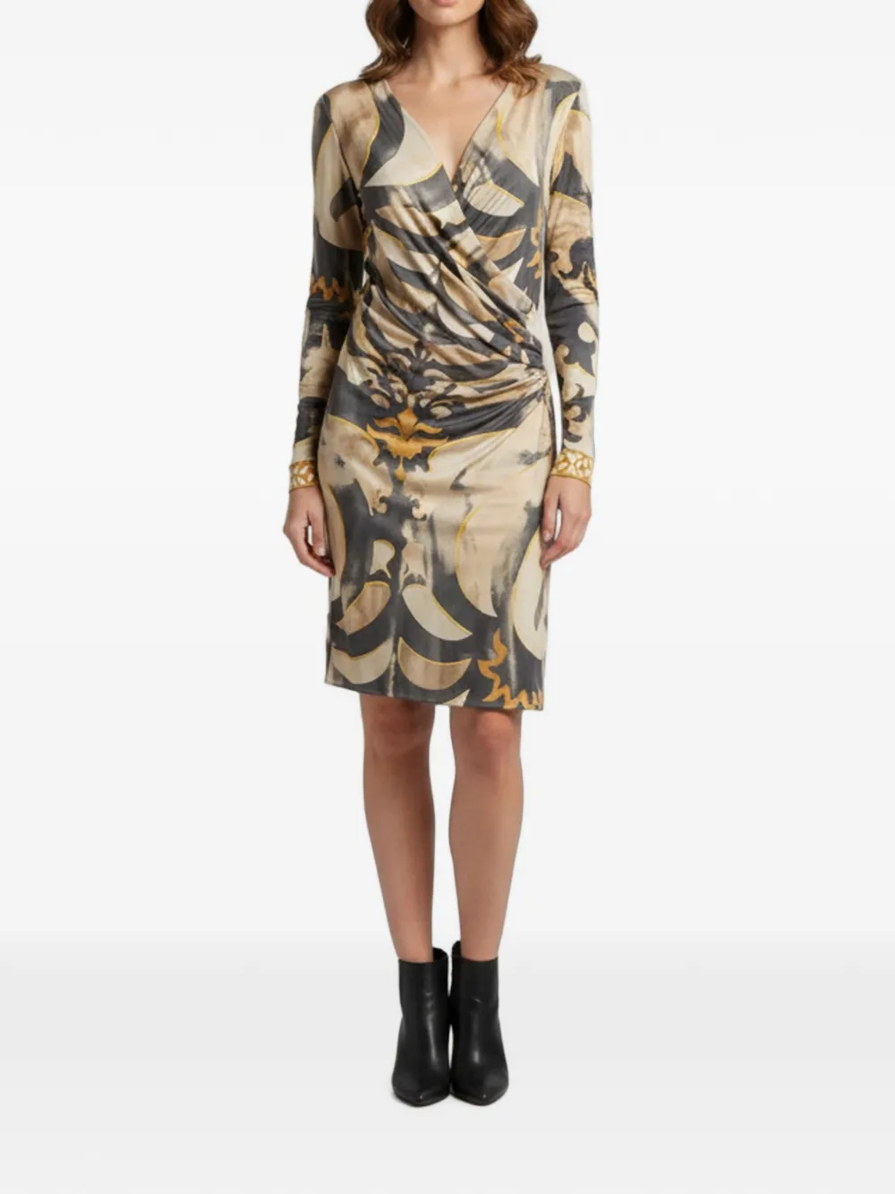PUCCI Pre-Owned abstract-print silk midi dress - Toni neutri