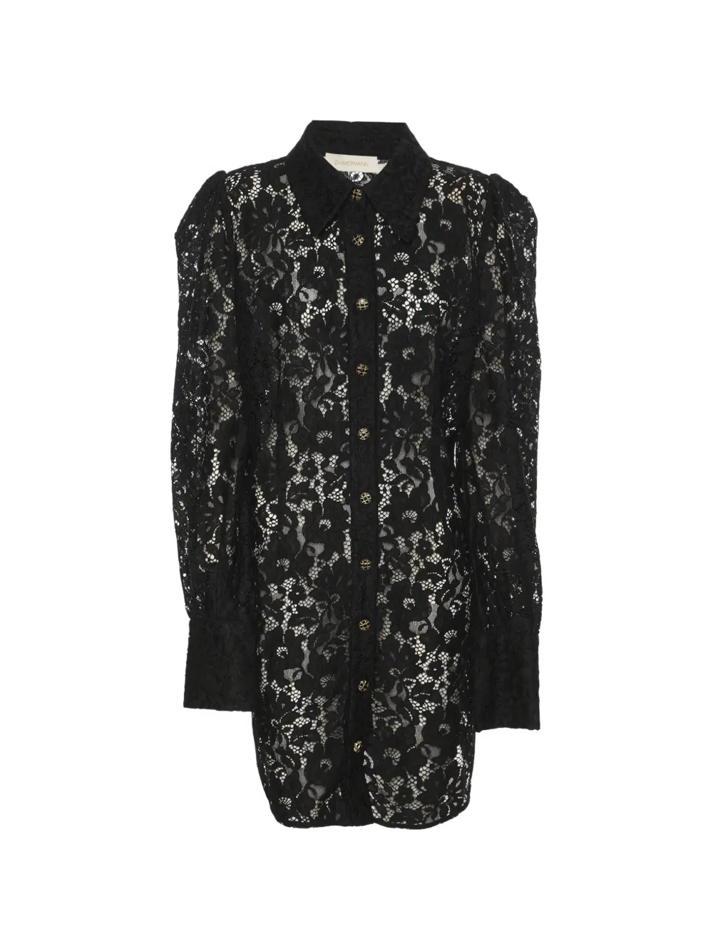 ZIMMERMANN floral-lace long-sleeved shirt - Black