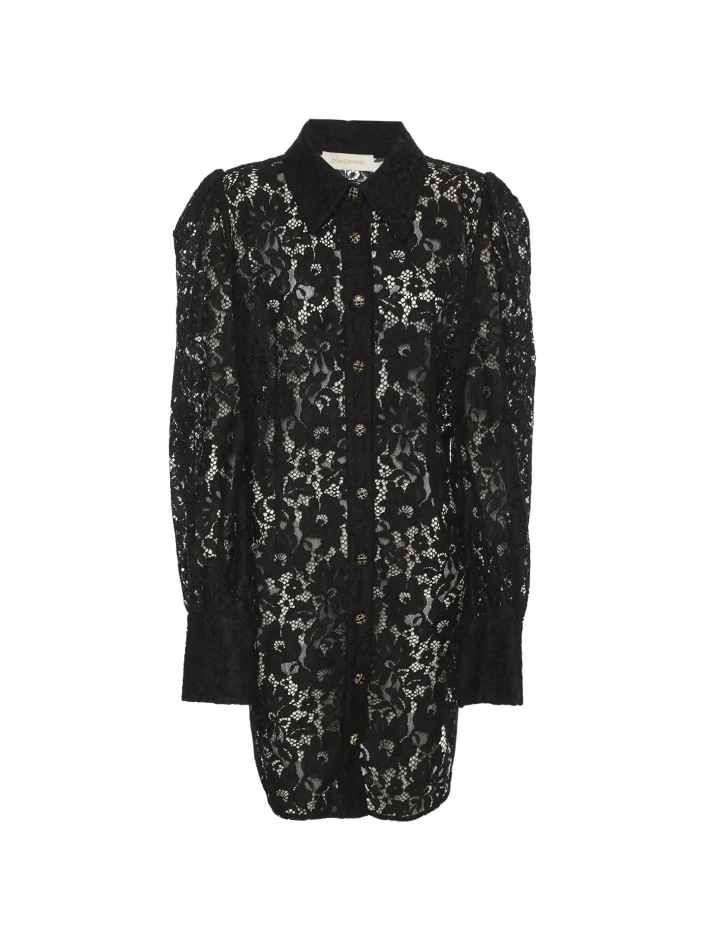 ZIMMERMANN floral-lace long-sleeved shirt - Schwarz