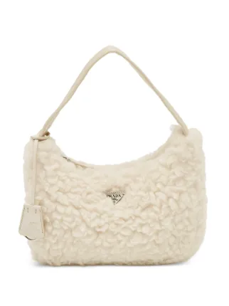Prada Pre-Owned Re-Edition 2000 Shearling Shoulder Bag | White