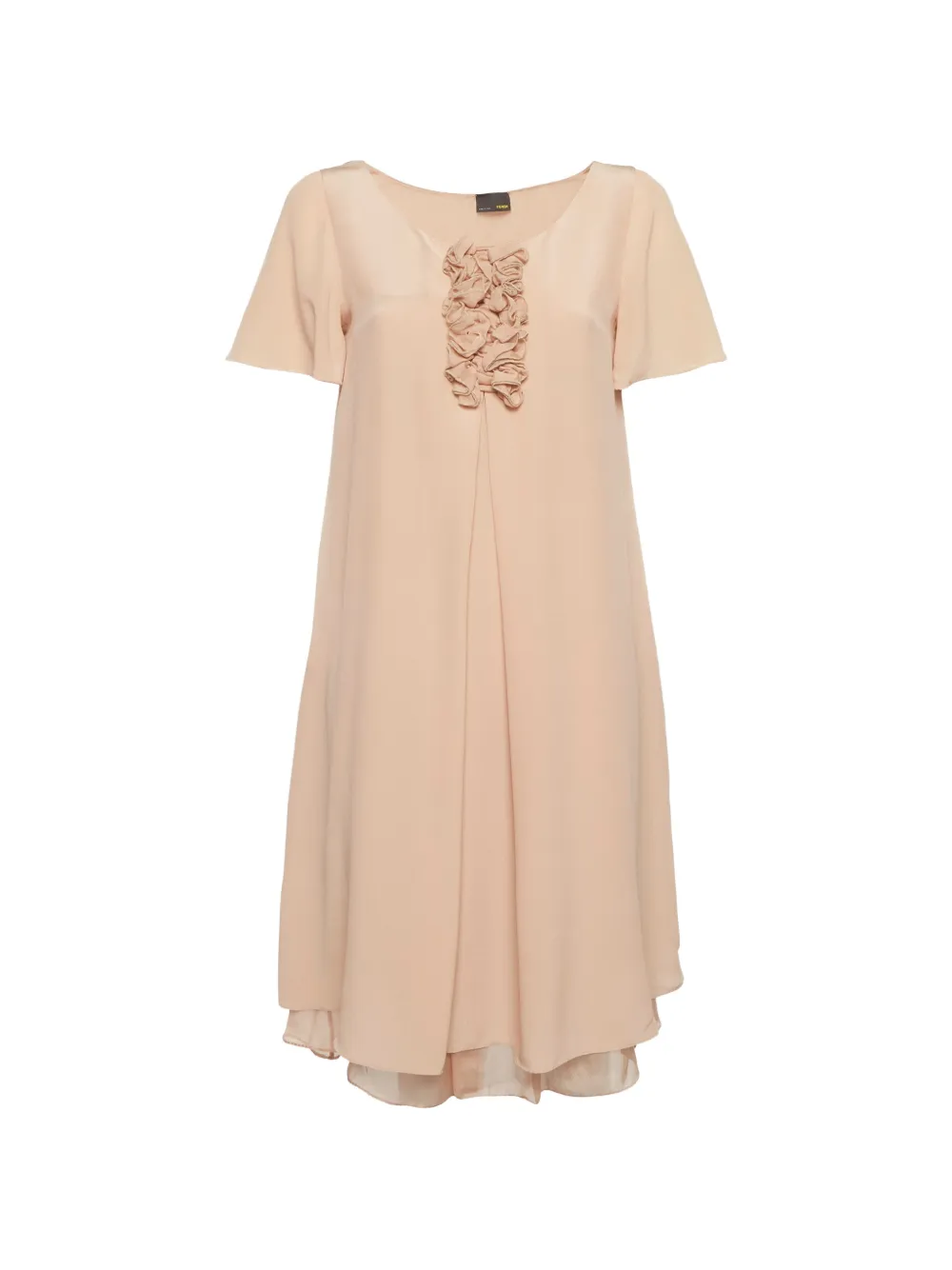 Fendi Pre-Owned frilled-detail silk mini dress - Toni neutri