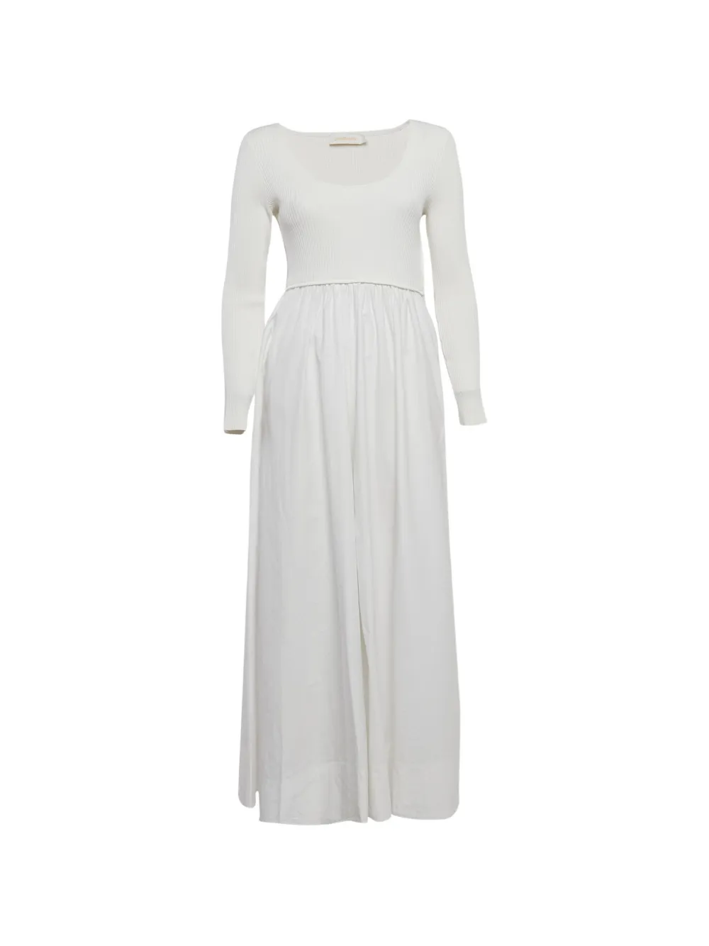 ZIMMERMANN rib-knit poplin midi dress - Bianco