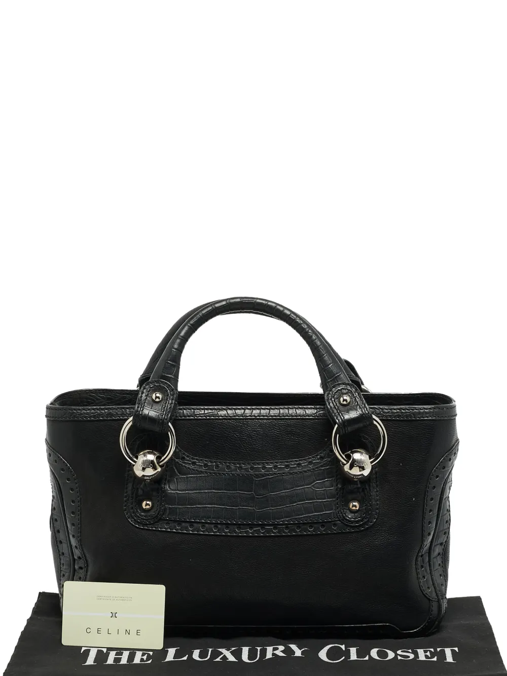 Celine Pre-Owned Boogie croc-embossed tote bag - Nero