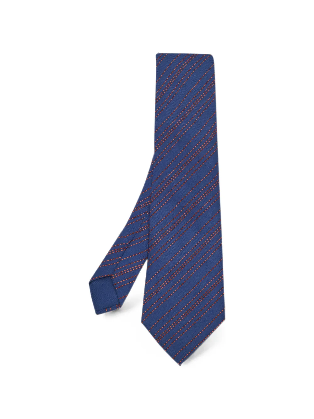 Pre-owned Hermes Diagonal-striped Tie In Blue