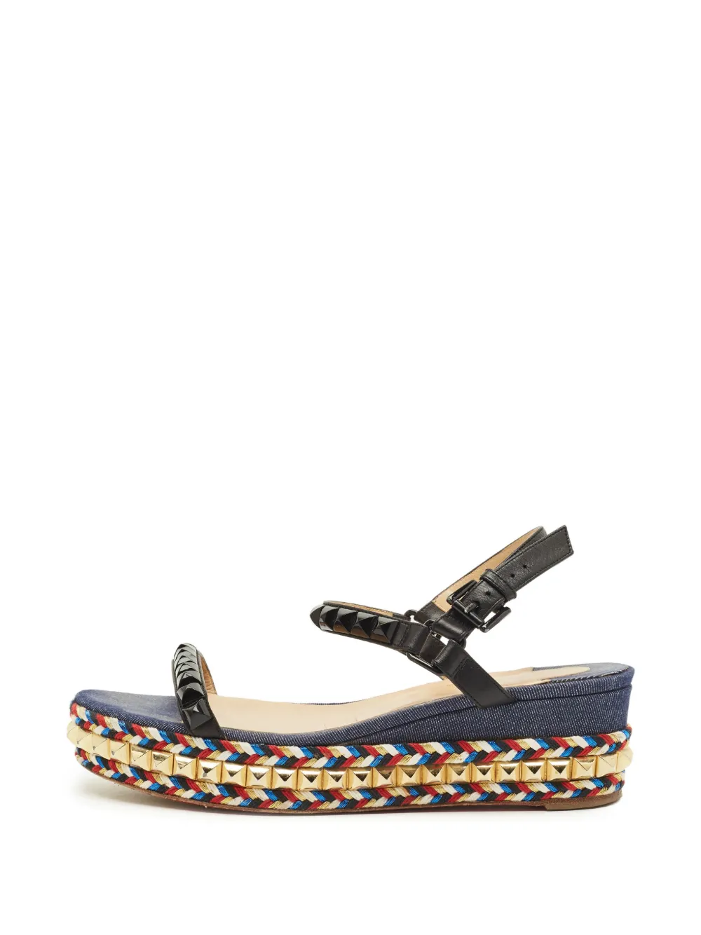 Christian Louboutin Pre-Owned Pyraclou studded platform sandals - Schwarz