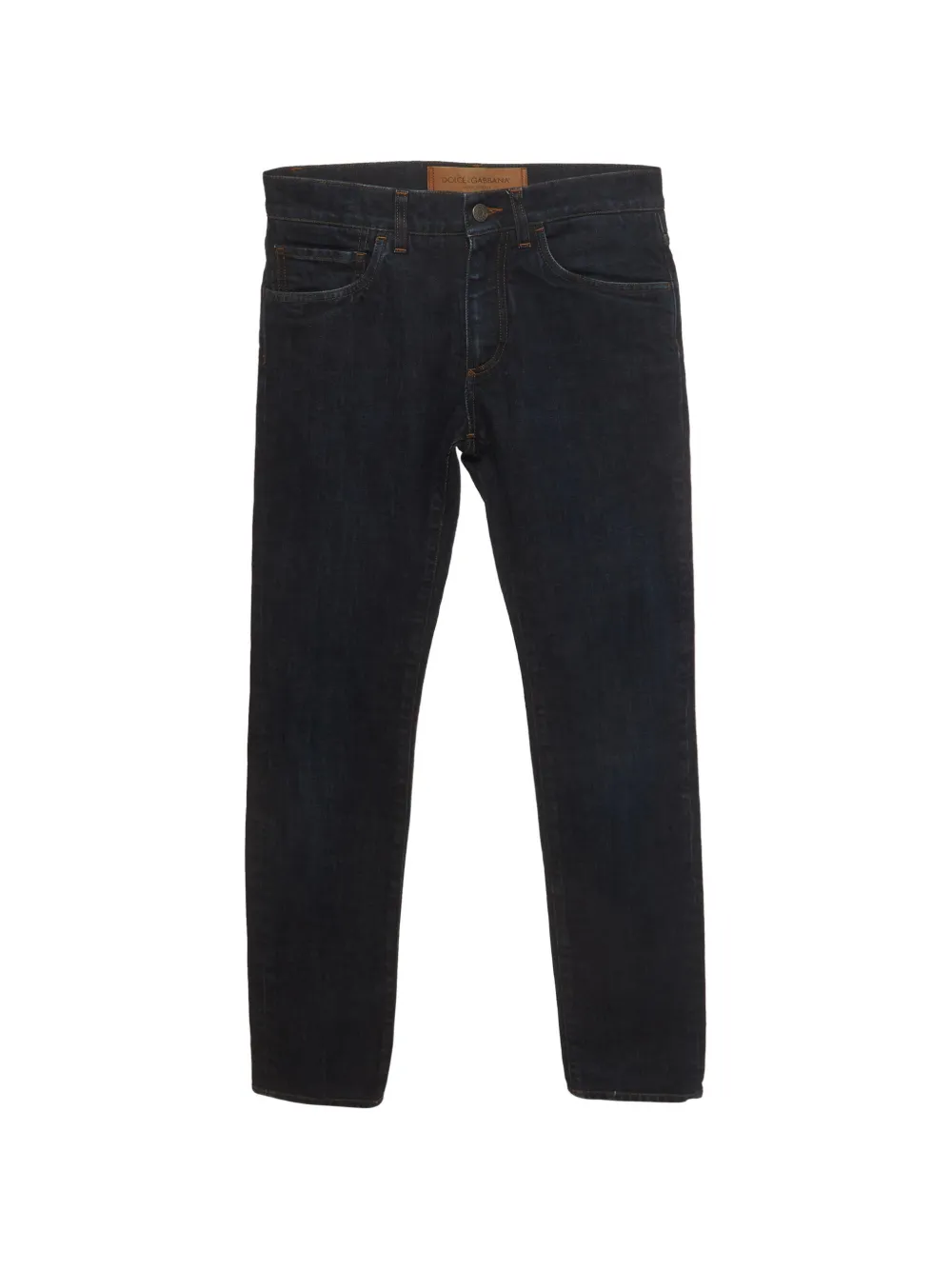 Dolce & Gabbana Pre-Owned logo-patch straight-leg jeans - Blu