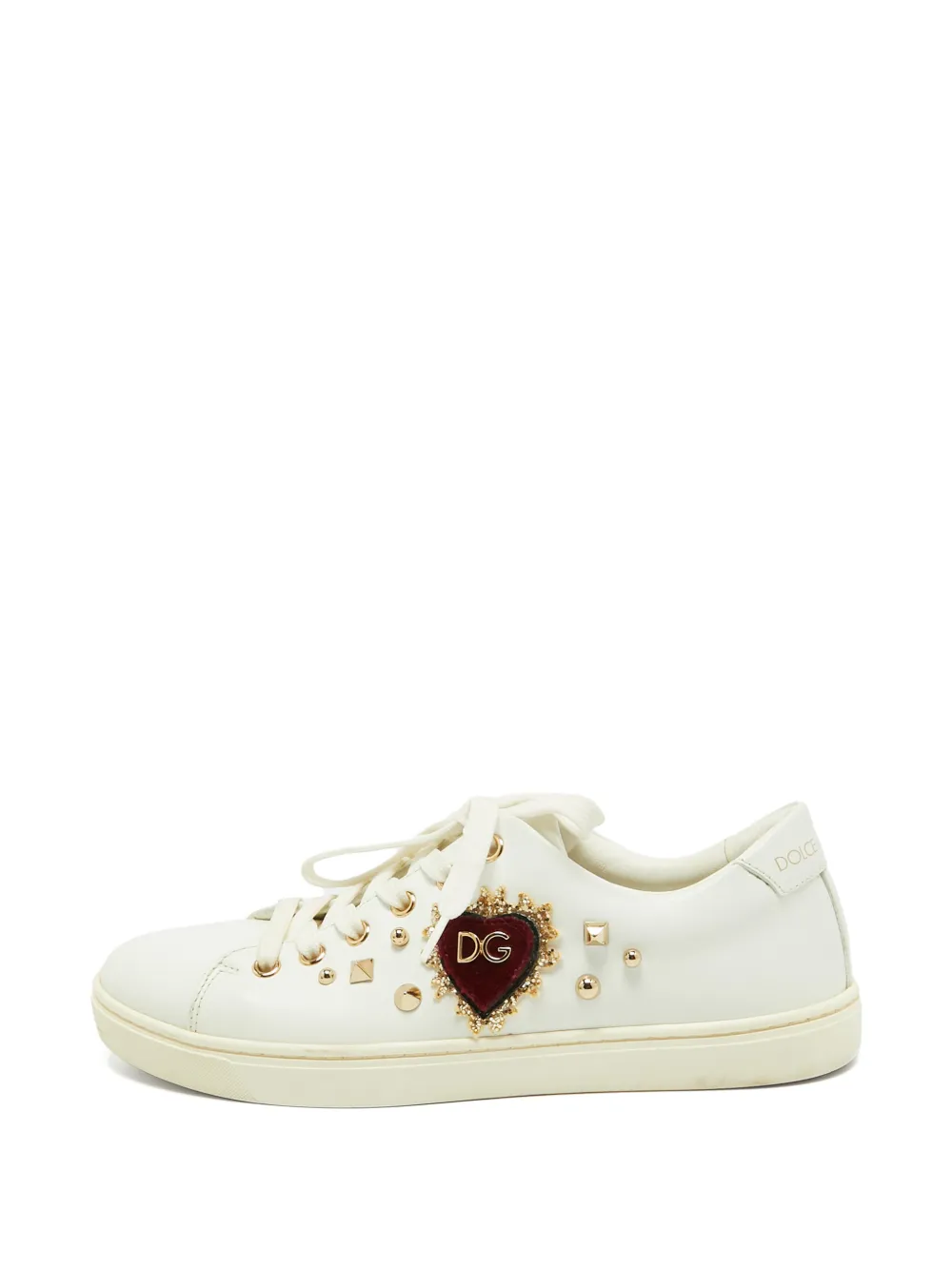 Dolce & Gabbana Pre-Owned Portofino heart-patch sneakers - Bianco
