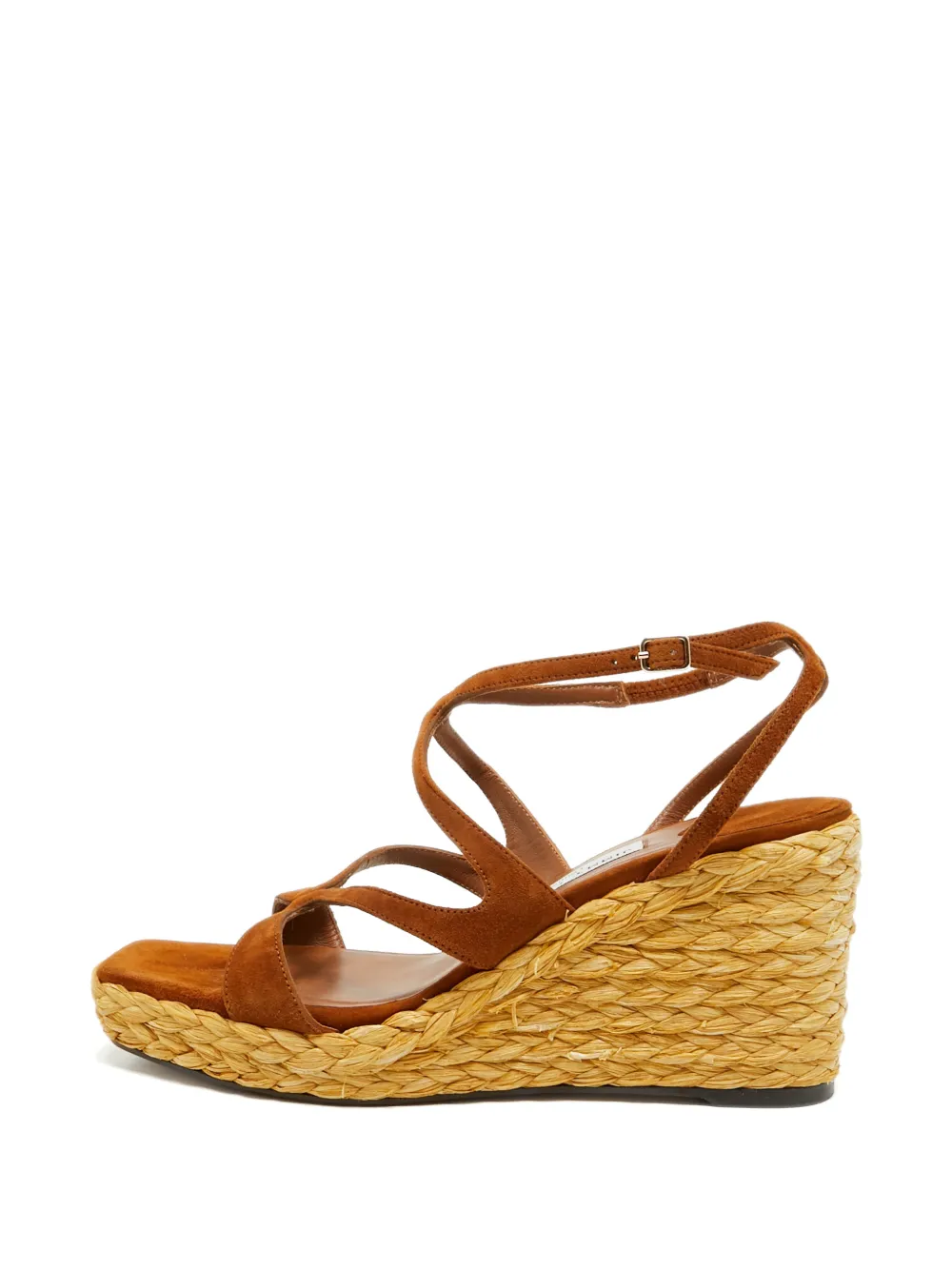 Jimmy Choo Pre-Owned Ayla Wedge-Sandalen aus Raffiabast - Braun