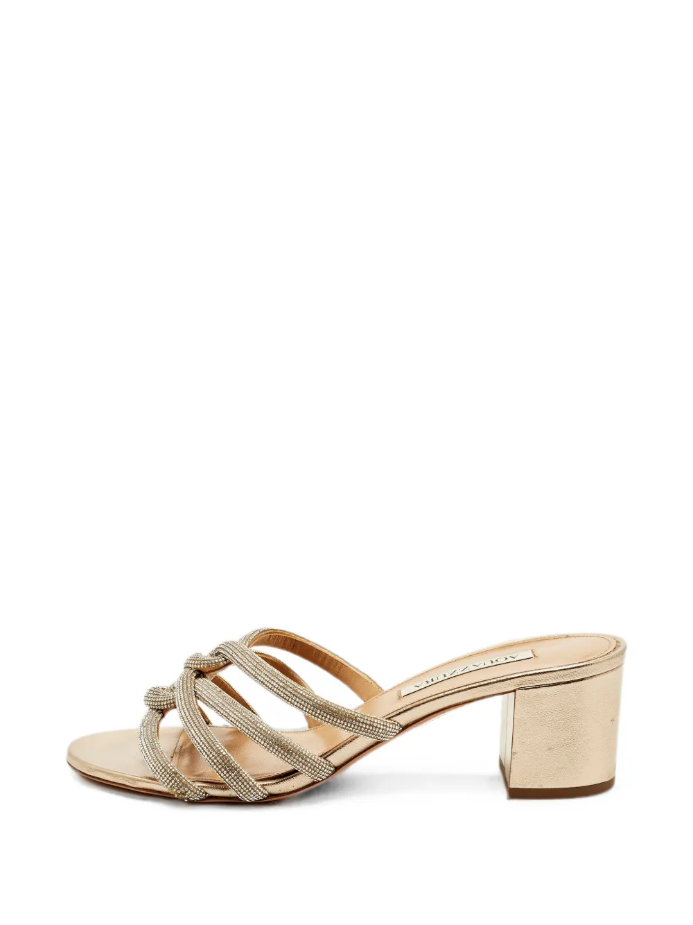 Aquazzura crystal-embellished leather sandals - Oro