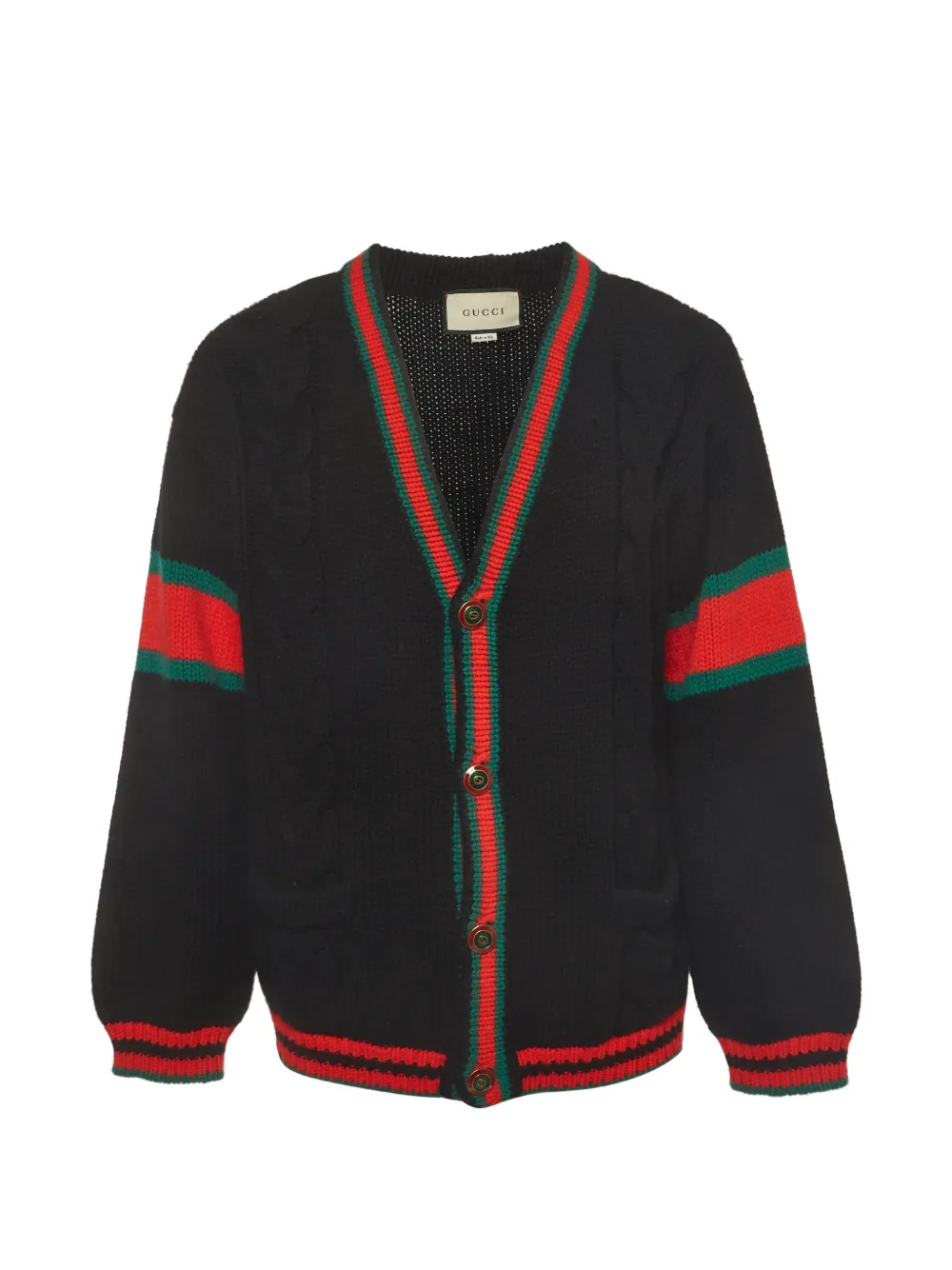 Gucci Pre-Owned ウェブ ロングスリーブ ボタン カーディガン | ブラック | Image 1