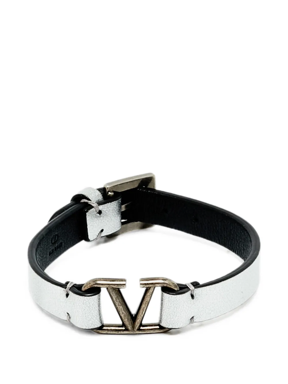 Valentino Garavani Pre-Owned VLogo leather bracelet - Argento