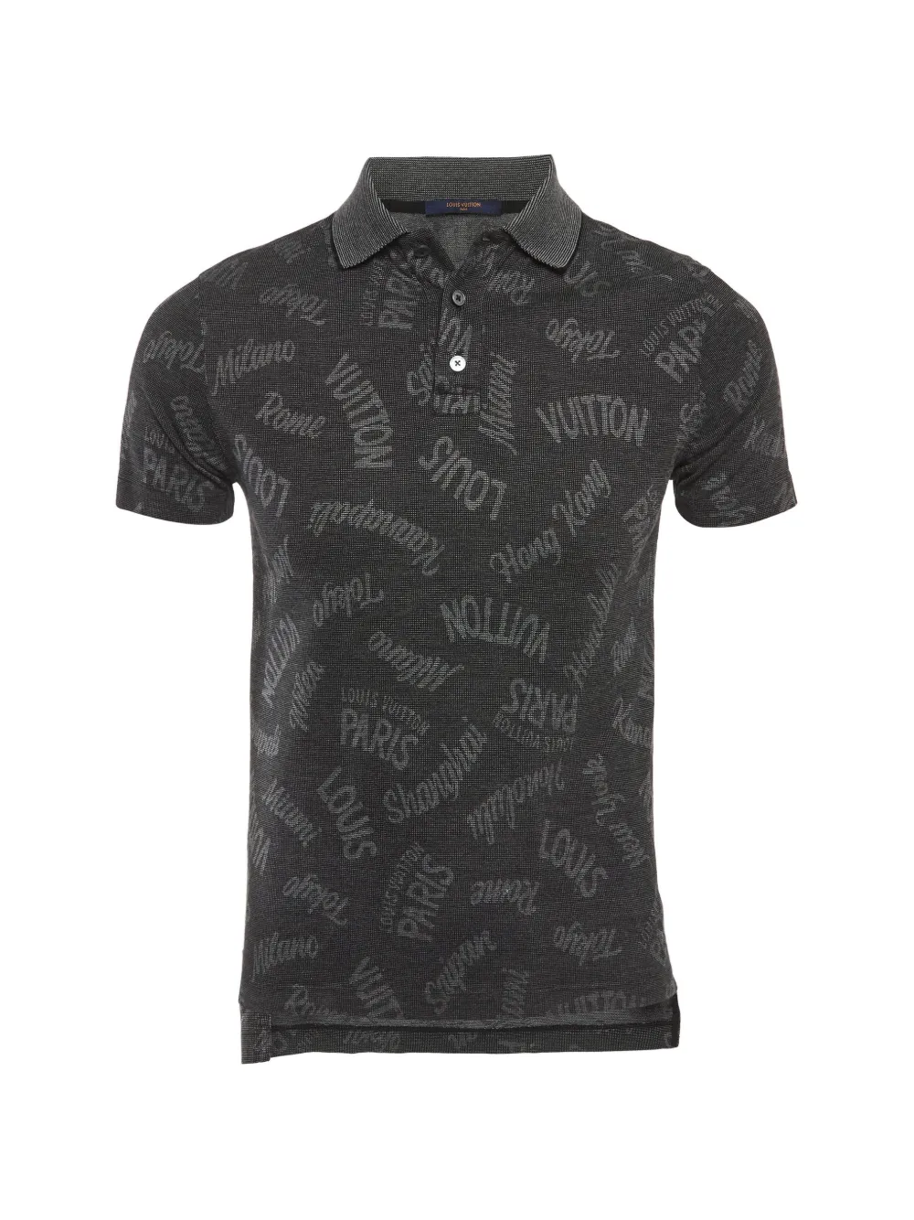 Louis Vuitton Pre-Owned Pique Cities-print polo shirt - Grigio