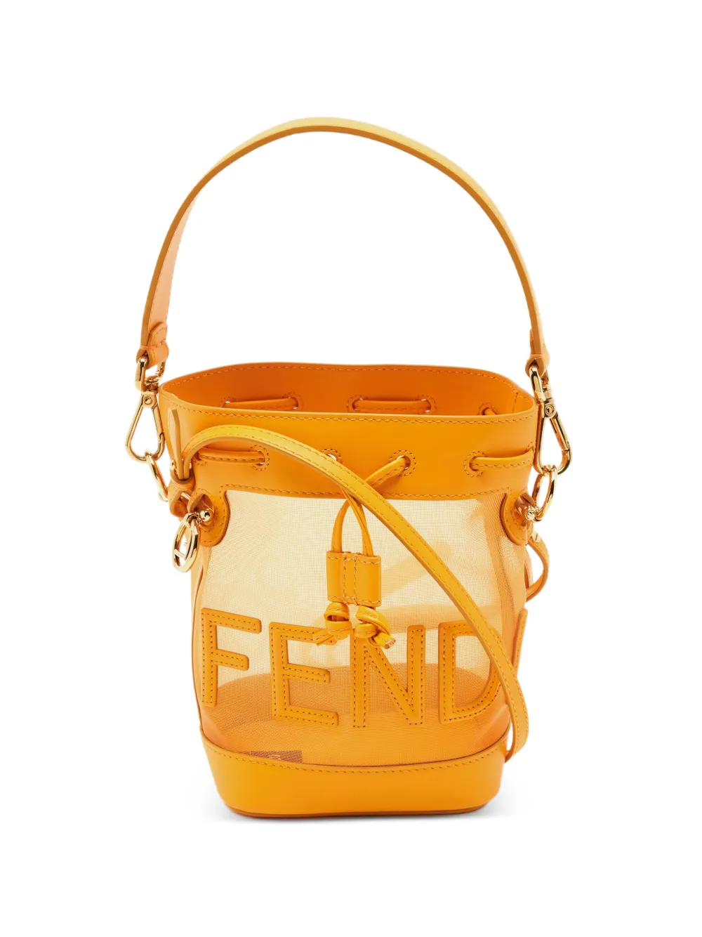 Fendi Pre-Owned 2021 mini Mon Tresor mesh bucket bag - Arancione