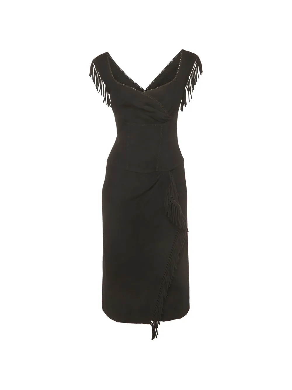 Ermanno Scervino Abito midi con frange - Nero