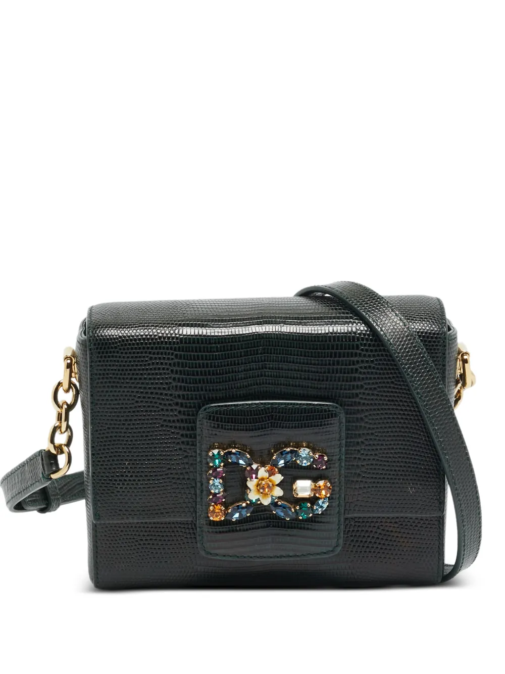 Dolce & Gabbana Pre-Owned DG Millennials lizard-embossed crossbody bag - Verde
