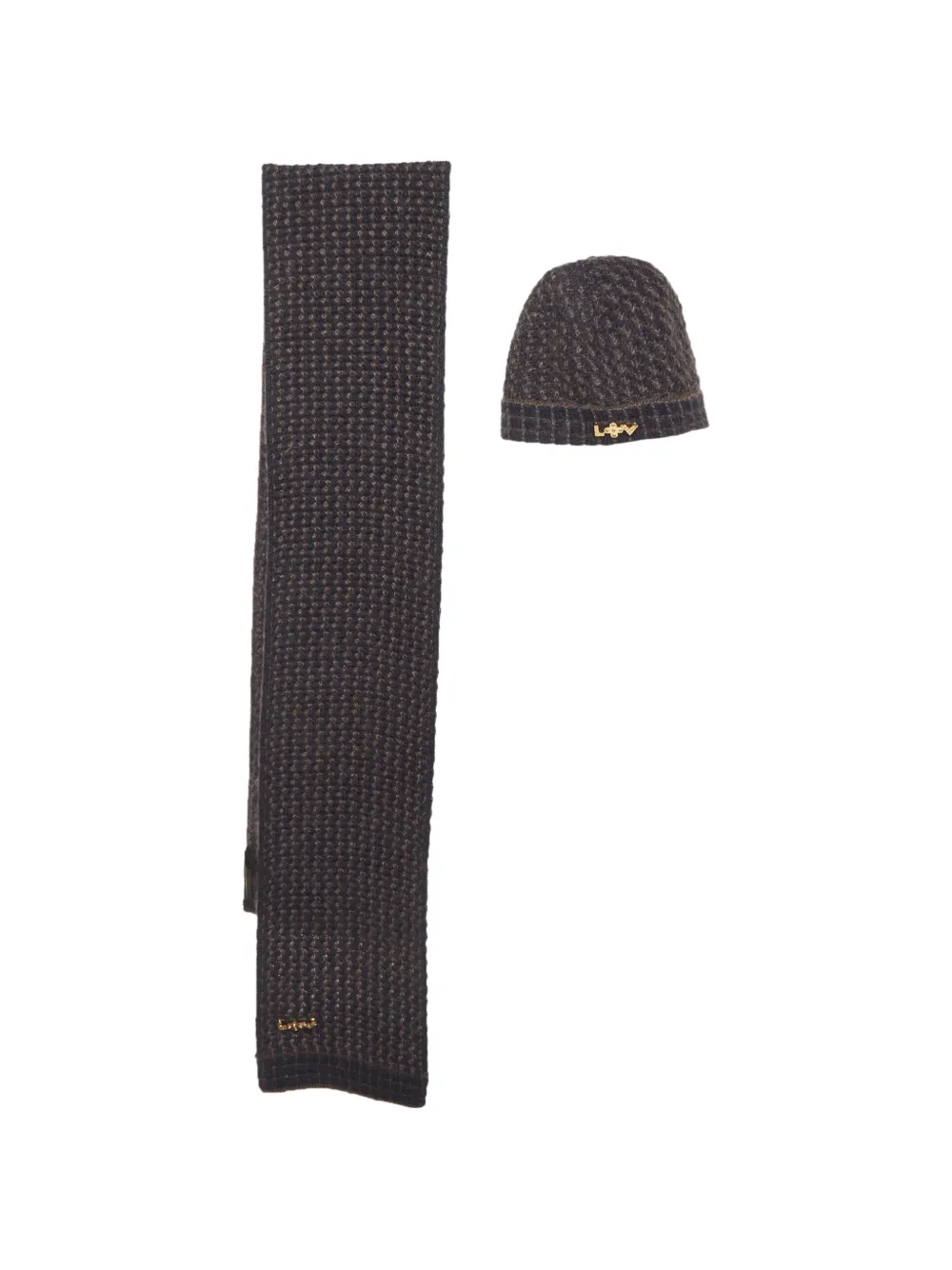 Louis Vuitton Pre-Owned logo-plaque beanie hat and scarf set - Blu