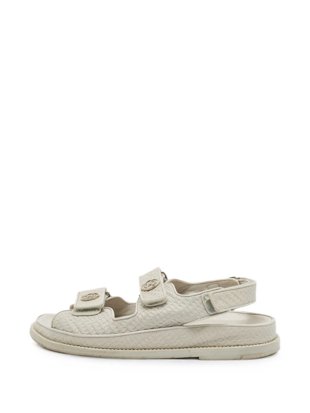 CHANEL Pre-Owned embossed touch-strap sandals - Nude