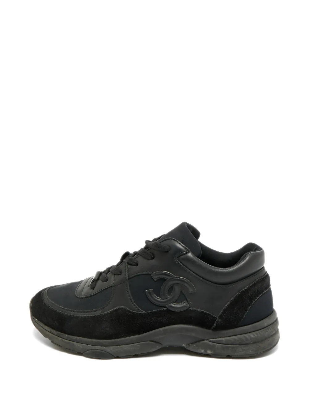 CHANEL Pre-Owned suede-panel sneakers - Black
