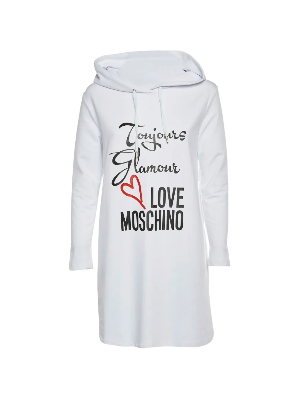 Love Moschino logo print hoodie dress - Bianco