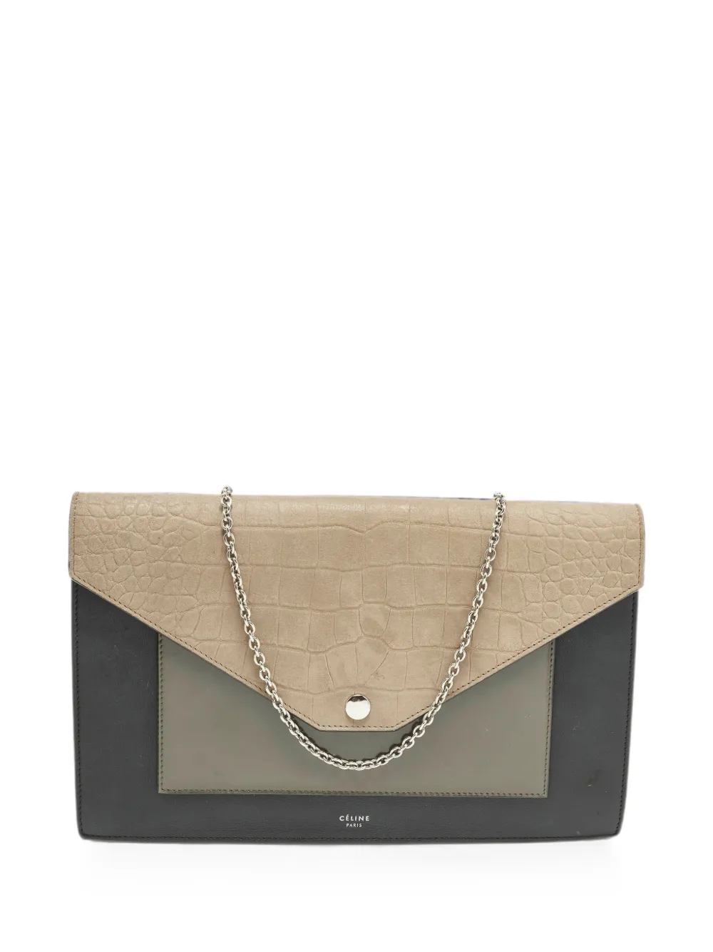 Celine Pre-Owned 2017 Pocket Envelope crocodile-effect clutch bag - Nude