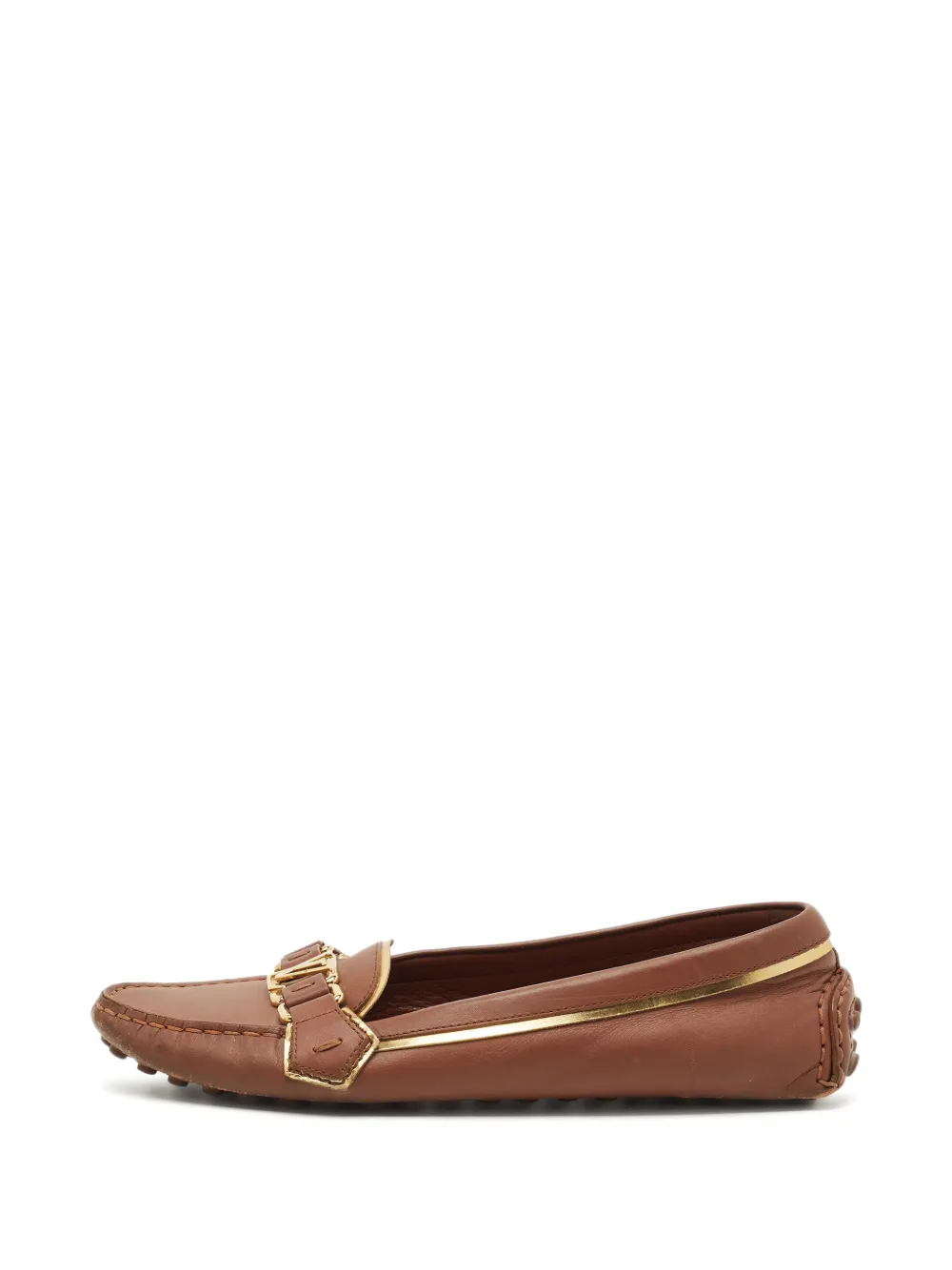 Louis Vuitton Pre-Owned Oxford LV logo loafers - Braun