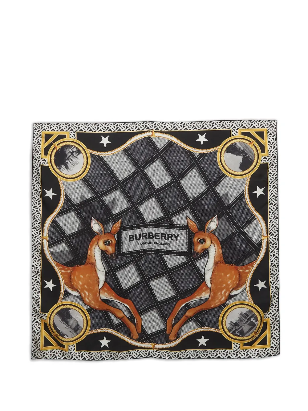 Burberry Pre-Owned square deer-print scarf - Nero