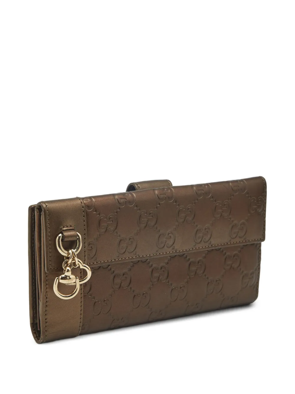 Gucci Pre-Owned Guccissima heart charm wallet - Marrone