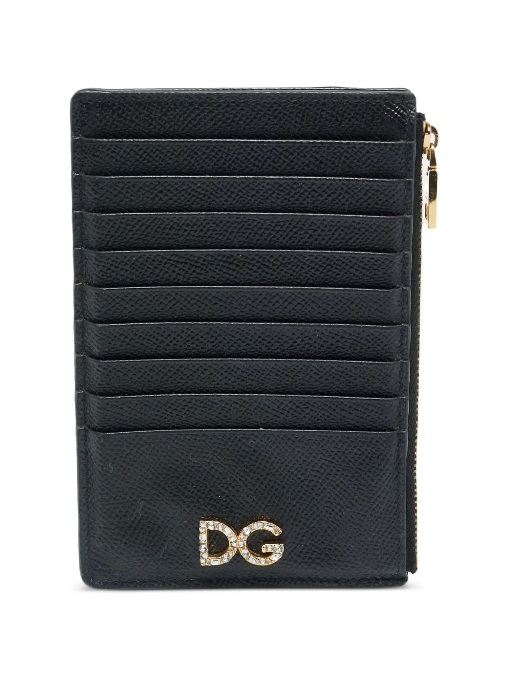 Dolce & Gabbana Pre-Owned DG-plaque crystal-embellished card holder - Nero