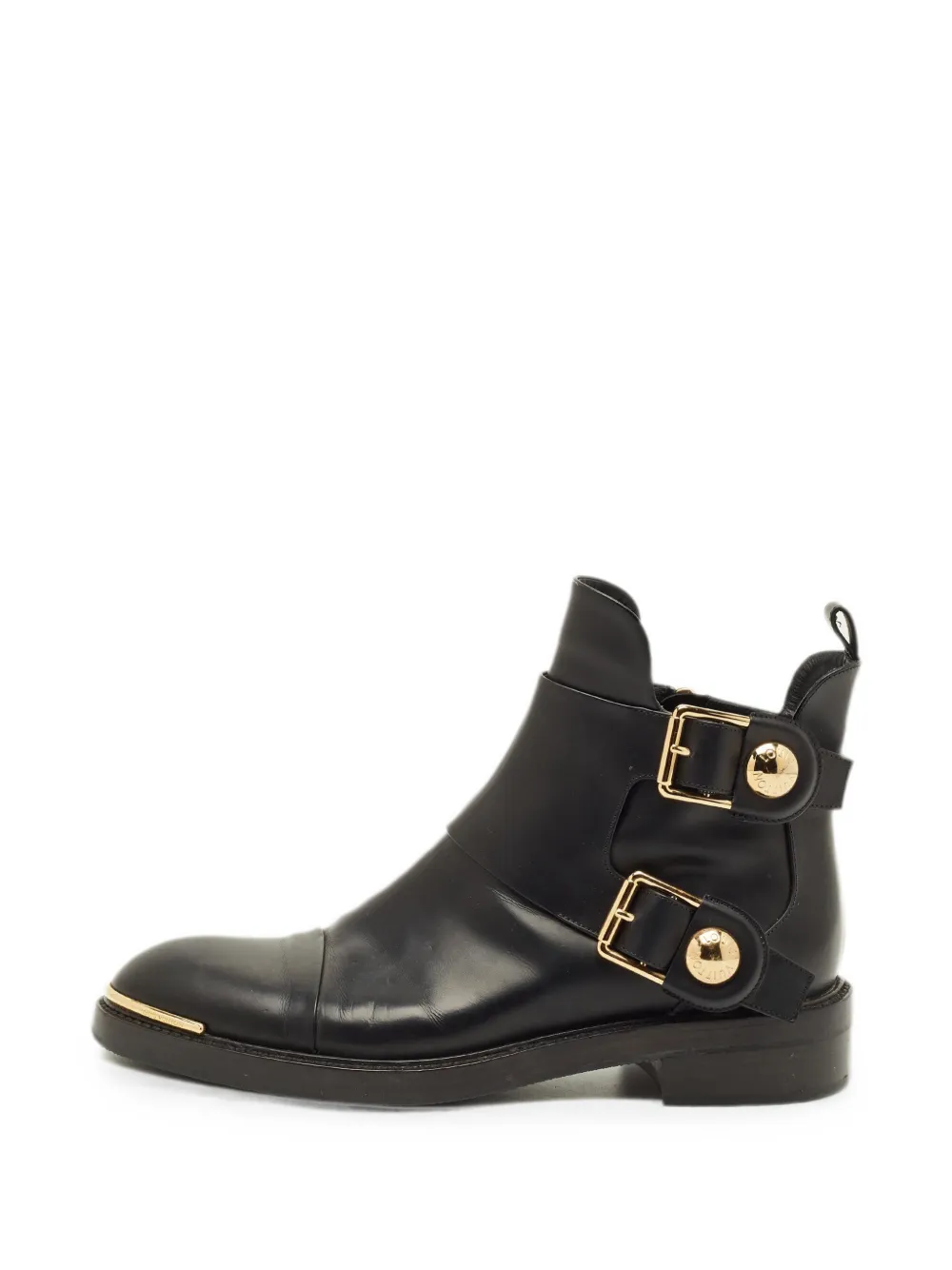 Louis Vuitton Pre-Owned buckled leather ankle boots - Black