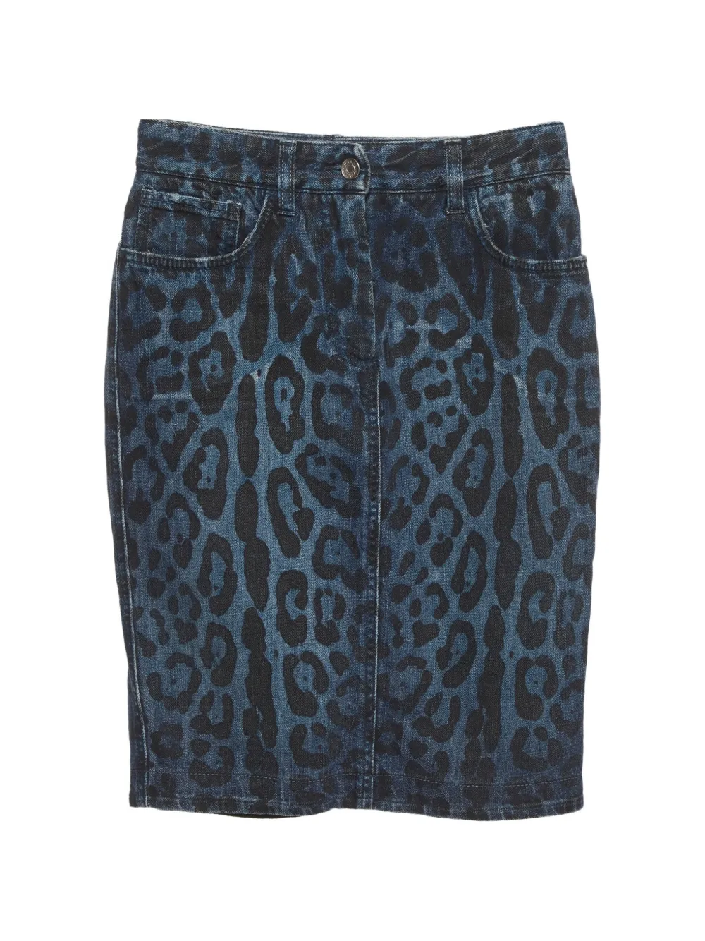 Dolce & Gabbana Pre-Owned Leopard-print pencil skirt - Blu