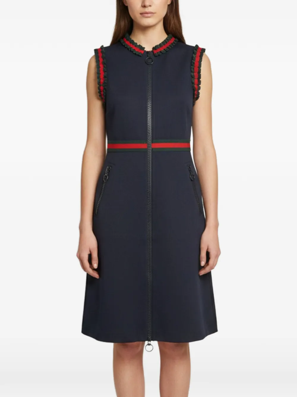 Gucci Pre-Owned Abito midi con decorazione Web - Blu