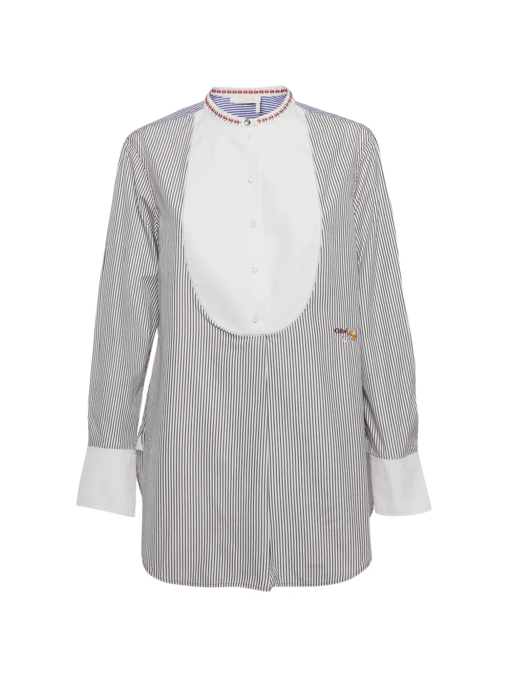 Chloé Pre-Owned striped bib-front tunic - Bianco